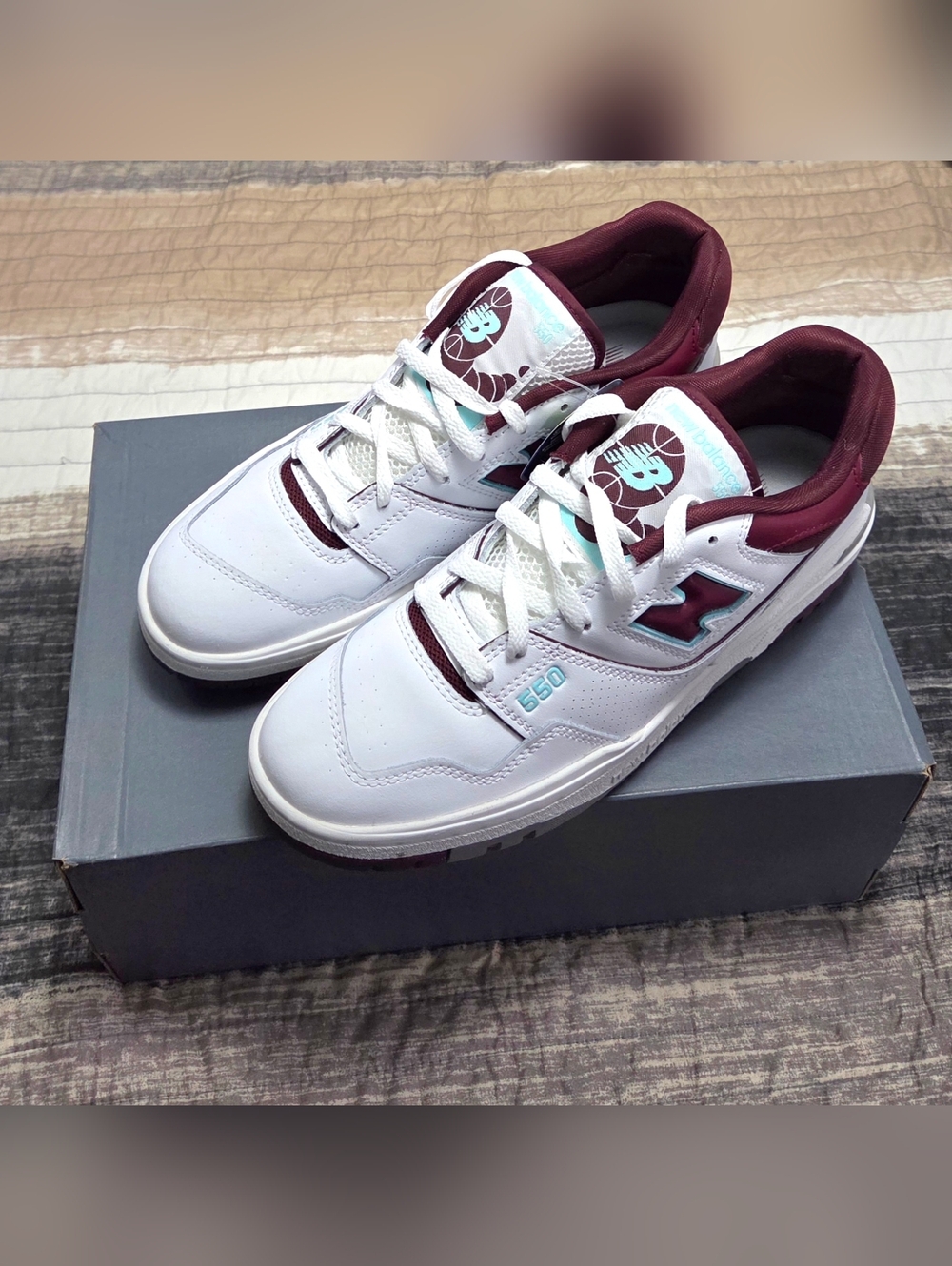 New Balance 550 White & Burgundy NWB